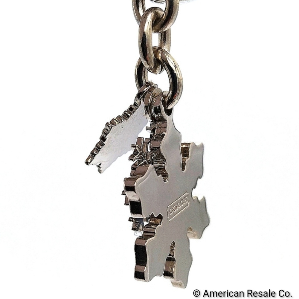 COACH Vintage Sky Blue Multi Snowflake Keychain Fob Purse Charm - Picture 4 of 6